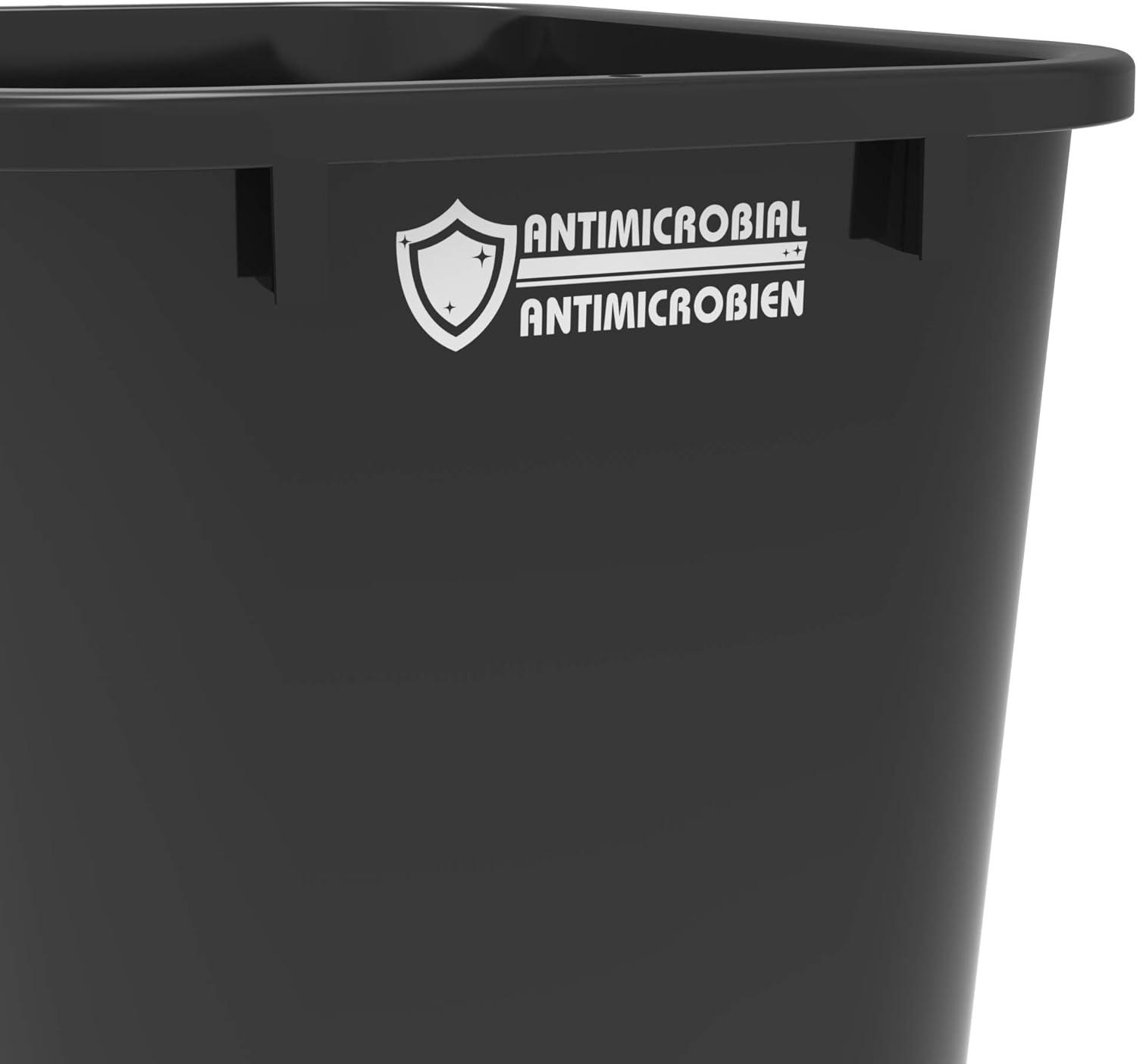 imageStorex 7 Gallon Waste Basket for Gloves and Sanitizing Wipes SilverIon Technology Black Pack of 6Black