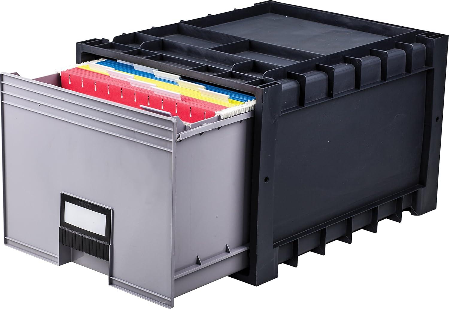 imageStorex Plastic Archive Storage Drawer with Lock Letter Size 18Inch Drawer Black STX61178U01C