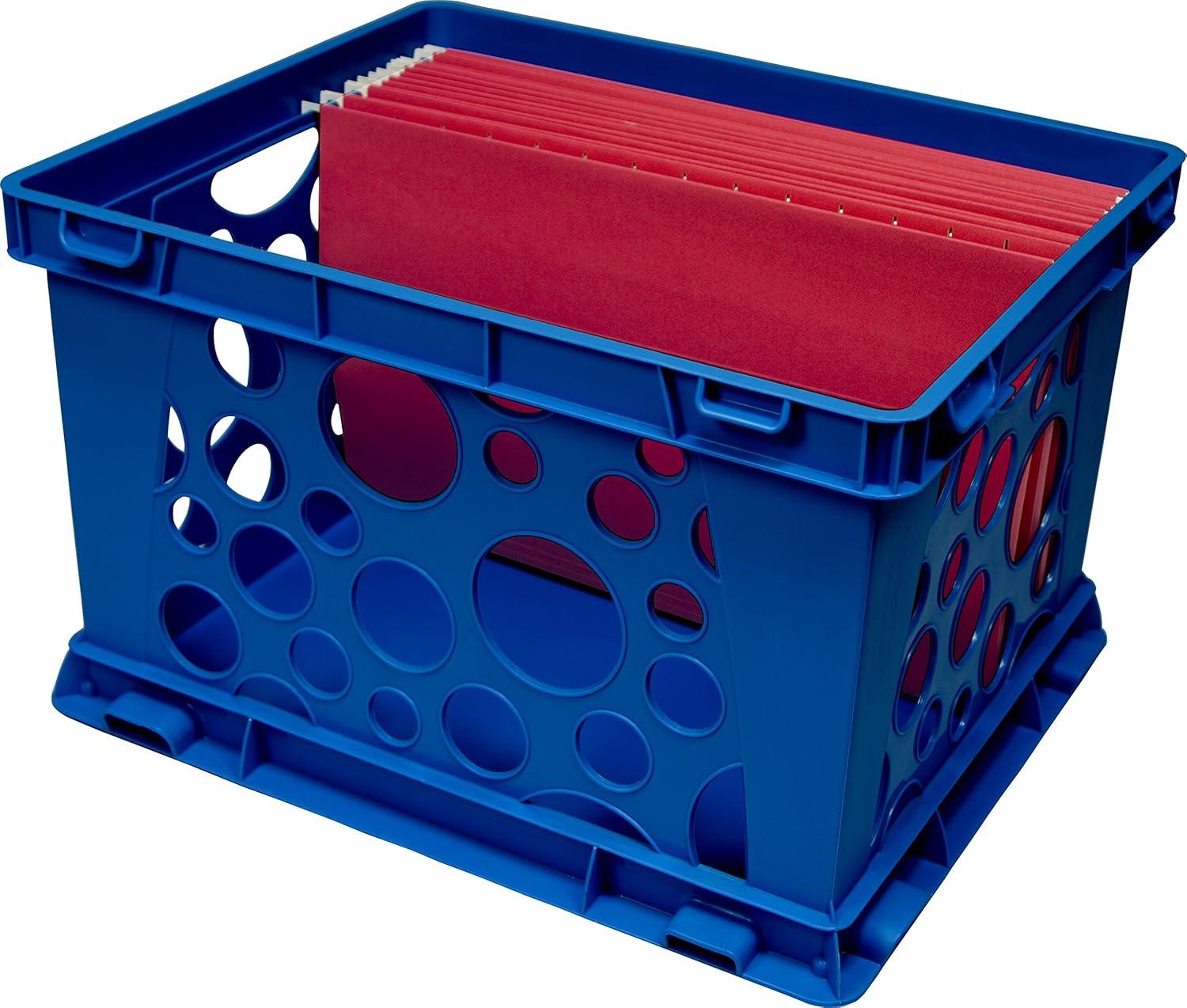 imageStorex Premium File Crate with Handle Cutouts Letter and Legal Document and Folder Storage Red 3Pack 61461C03CAssorted Colors