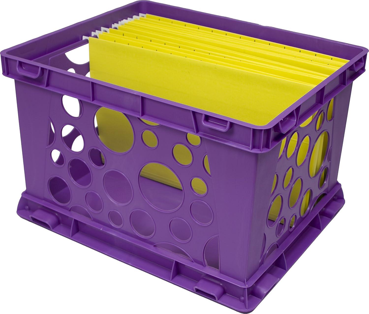 imageStorex Premium File Crate with Handle Cutouts Letter and Legal Document and Folder Storage Red 3Pack 61461C03CAssorted Colors