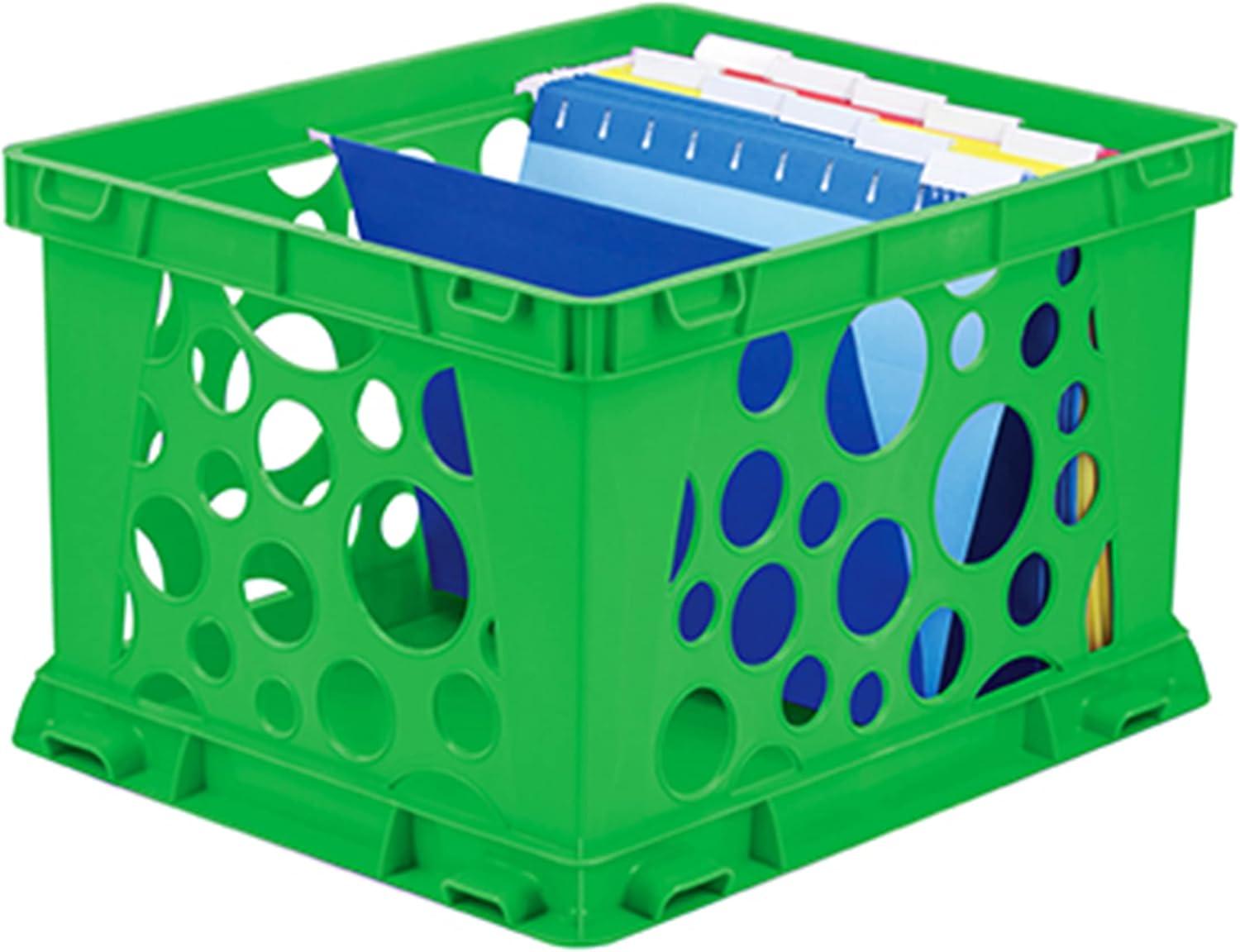 imageStorex Premium File Crate with Handle Cutouts Letter and Legal Document and Folder Storage Red 3Pack 61461C03CSchool Green