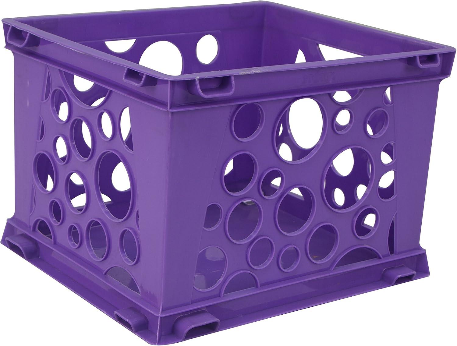 imageStorex Premium File Crate with Handle Cutouts Letter and Legal Document and Folder Storage Red 3Pack 61461C03CSchool Purple