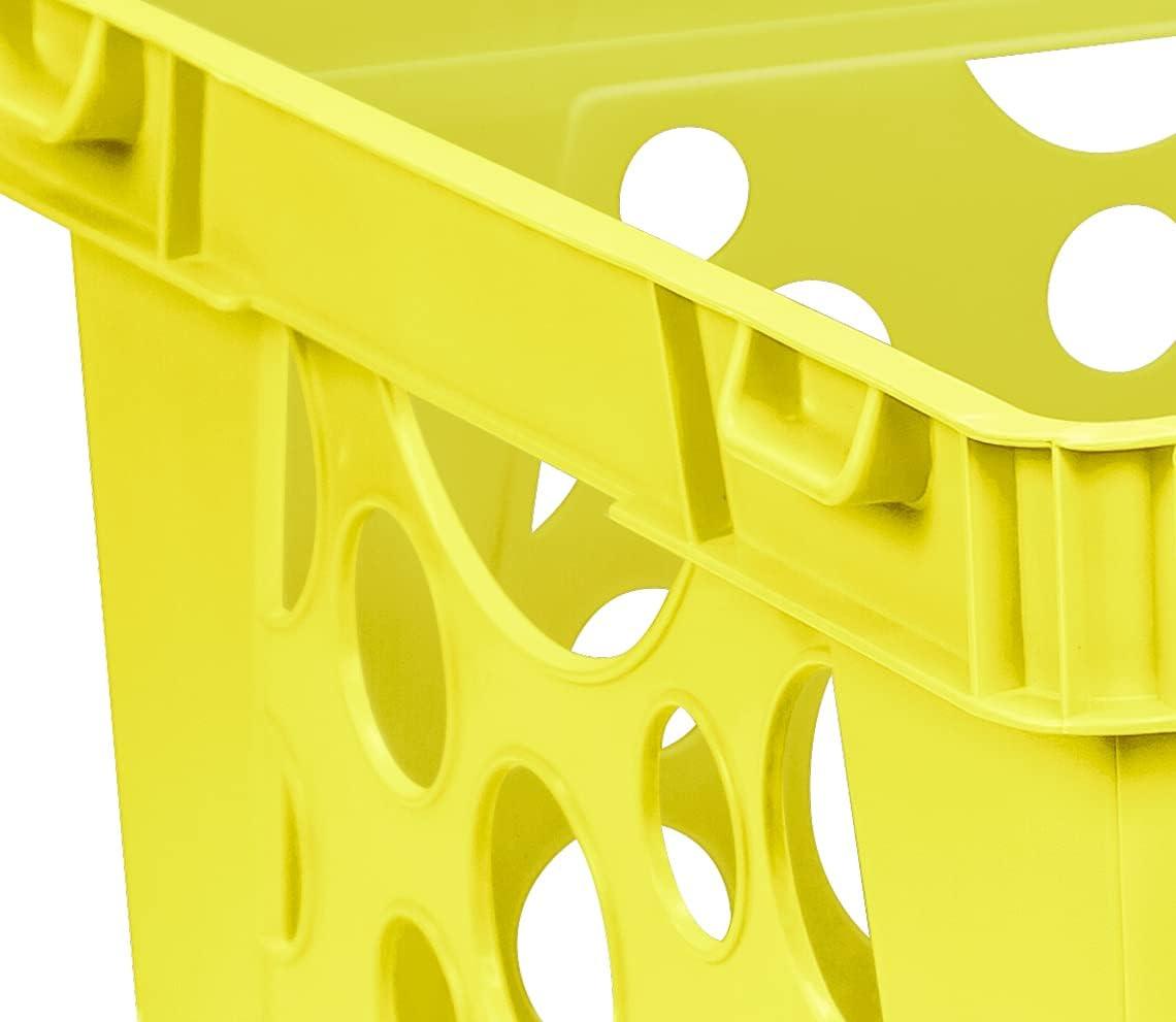 imageStorex Premium File Crate with Handle Cutouts Letter and Legal Document and Folder Storage Red 3Pack 61461C03CSchool Yellow