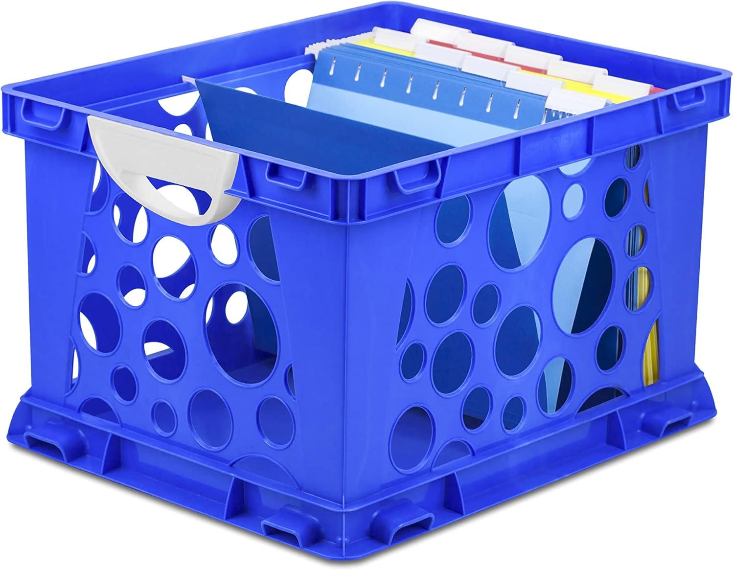 imageStorex Premium File Crate with Handles Letter and Legal Document and Folder Storage Classroom Green 3Pack 61463C03CSchool Blue