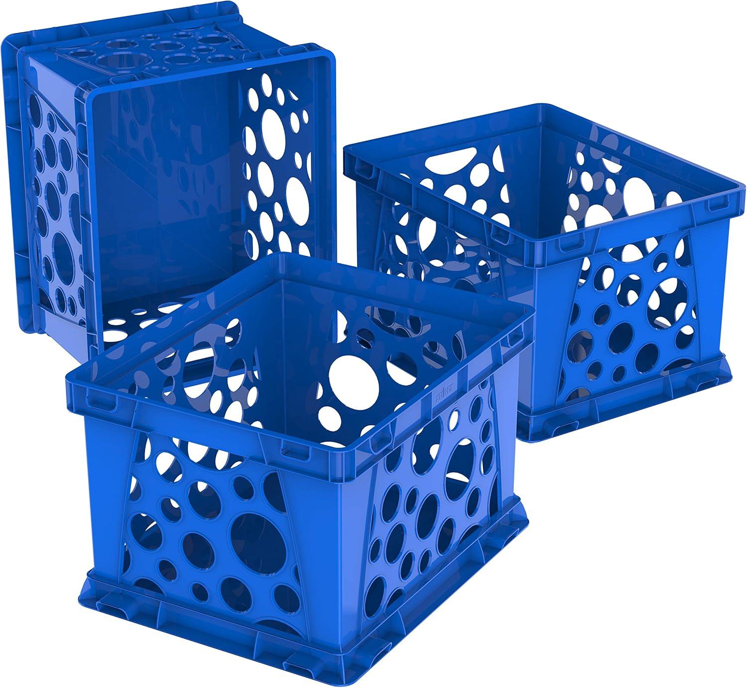 imageStorex Premium File Crate with Handles Letter and Legal Document and Folder Storage Classroom Green 3Pack 61463C03CSchool Blue