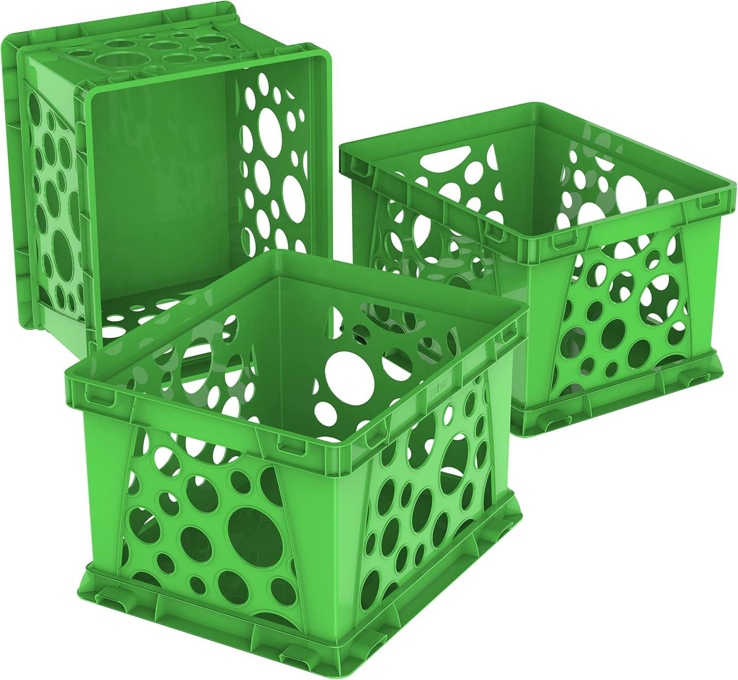 imageStorex Premium File Crate with Handles Letter and Legal Document and Folder Storage Classroom Green 3Pack 61463C03CSchool Green