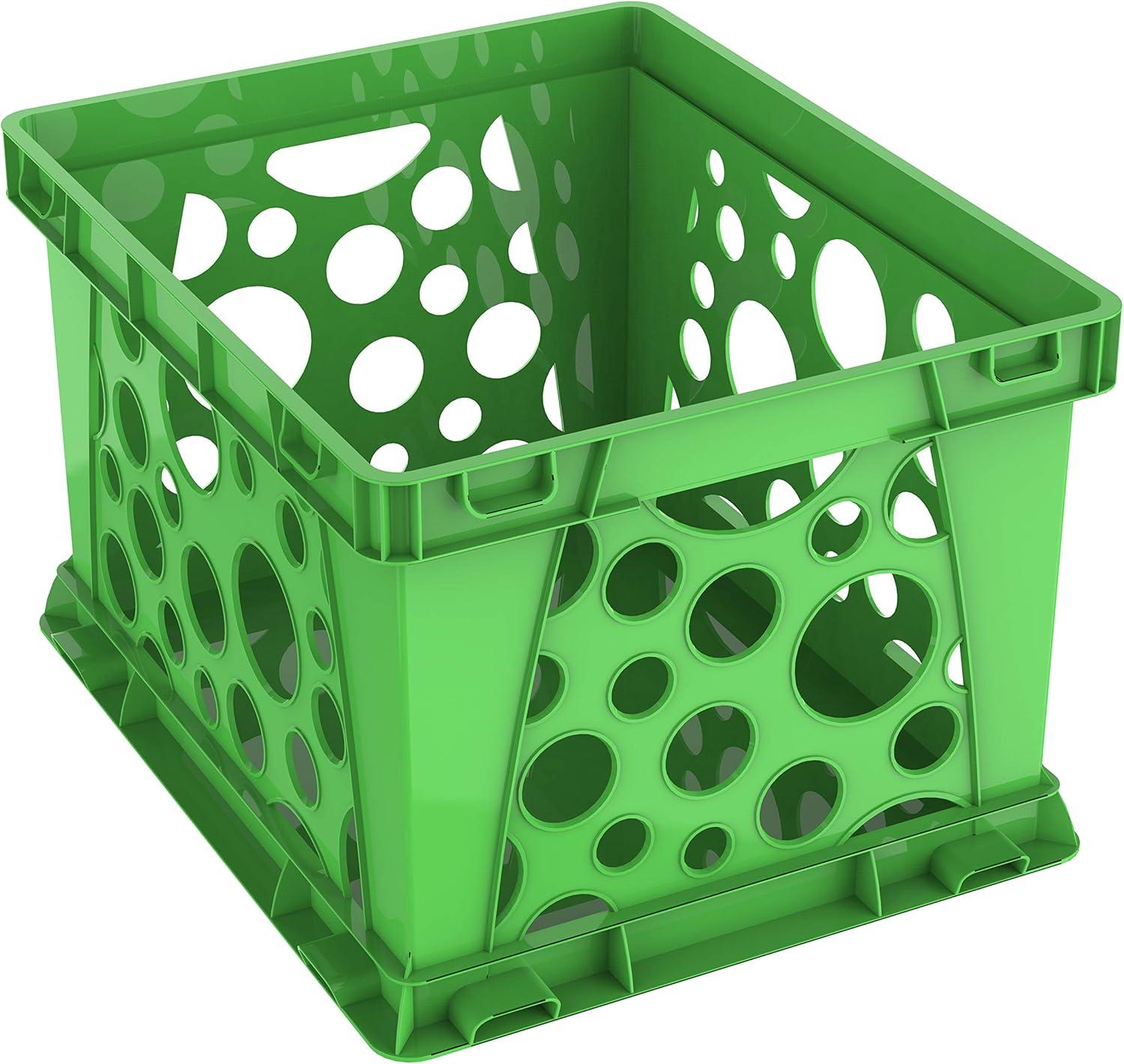 imageStorex Premium File Crate with Handles Letter and Legal Document and Folder Storage Classroom Green 3Pack 61463C03CSchool Green