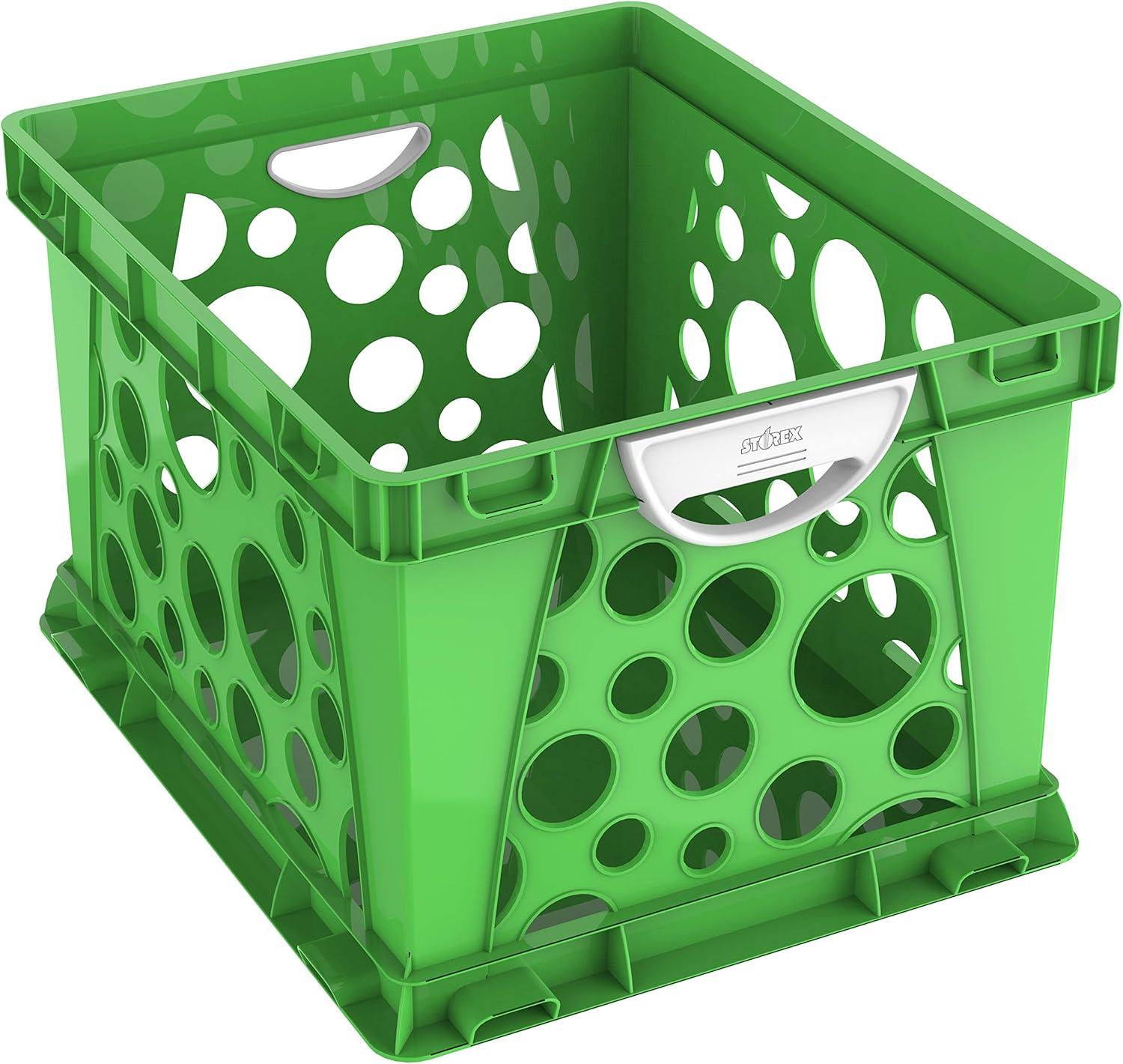 imageStorex Premium File Crate with Handles Letter and Legal Document and Folder Storage Classroom Green 3Pack 61463C03CSchool Green