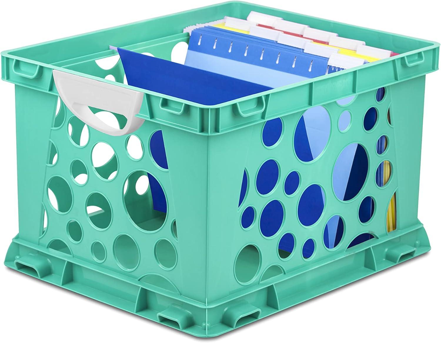 imageStorex Premium File Crate with Handles Letter and Legal Document and Folder Storage Classroom Green 3Pack 61463C03CTeal