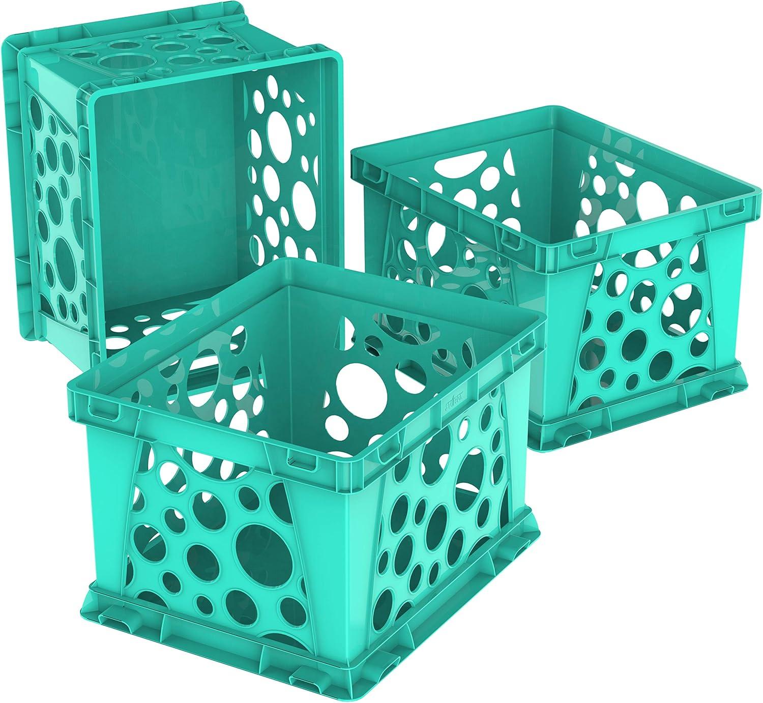imageStorex Premium File Crate with Handles Letter and Legal Document and Folder Storage Classroom Green 3Pack 61463C03CTeal