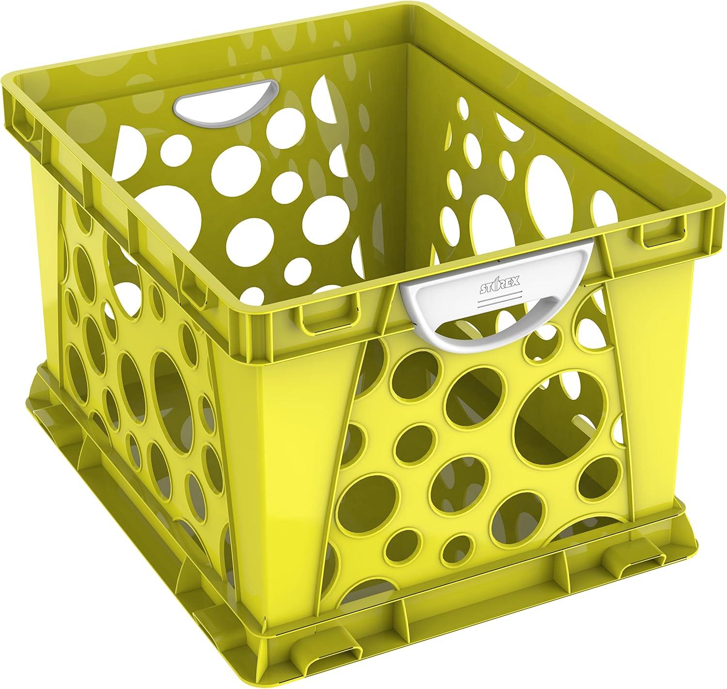imageStorex Premium File Crate with Handles Letter and Legal Document and Folder Storage Classroom Purple 3Pack 61464C03CSchool Yellow