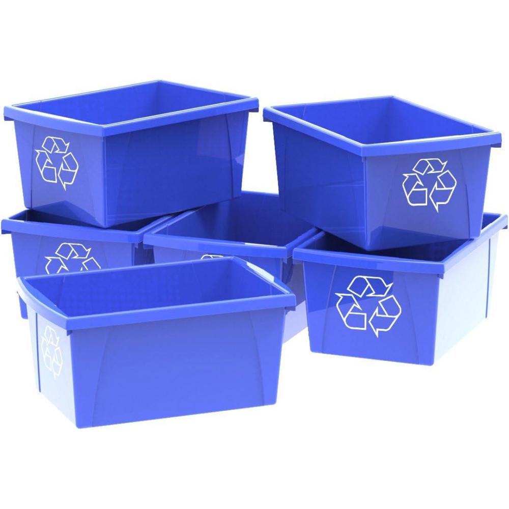imageStorex 55 Gallon 21Litre Recycle Bin 1675 x 1188 x 825 Inches Case of 6 Blue STX61517U06C