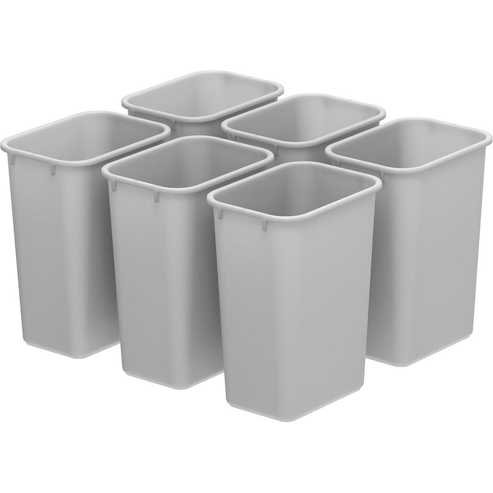 imageStorex Medium Waste Basket 15 x 105 x 15 Inches Gray Case of 6 STX00711U06C