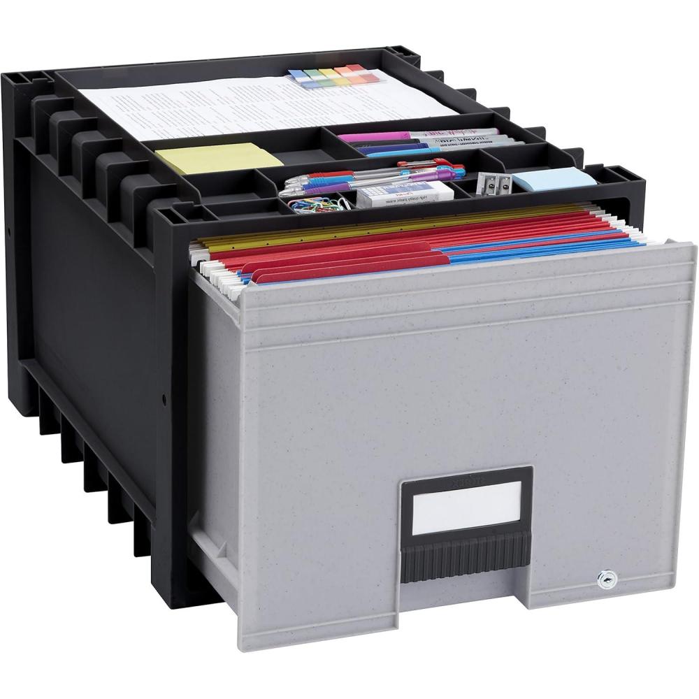 imageStorex Plastic Archive Storage Drawer with Lock Letter Size 18Inch Drawer Black STX61178U01C