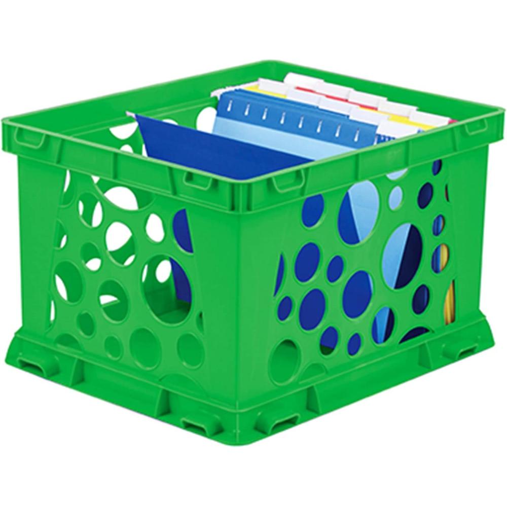 imageStorex Premium File Crate with Handle Cutouts Letter and Legal Document and Folder Storage Classroom Yellow 3Pack 61462C03CSchool Green