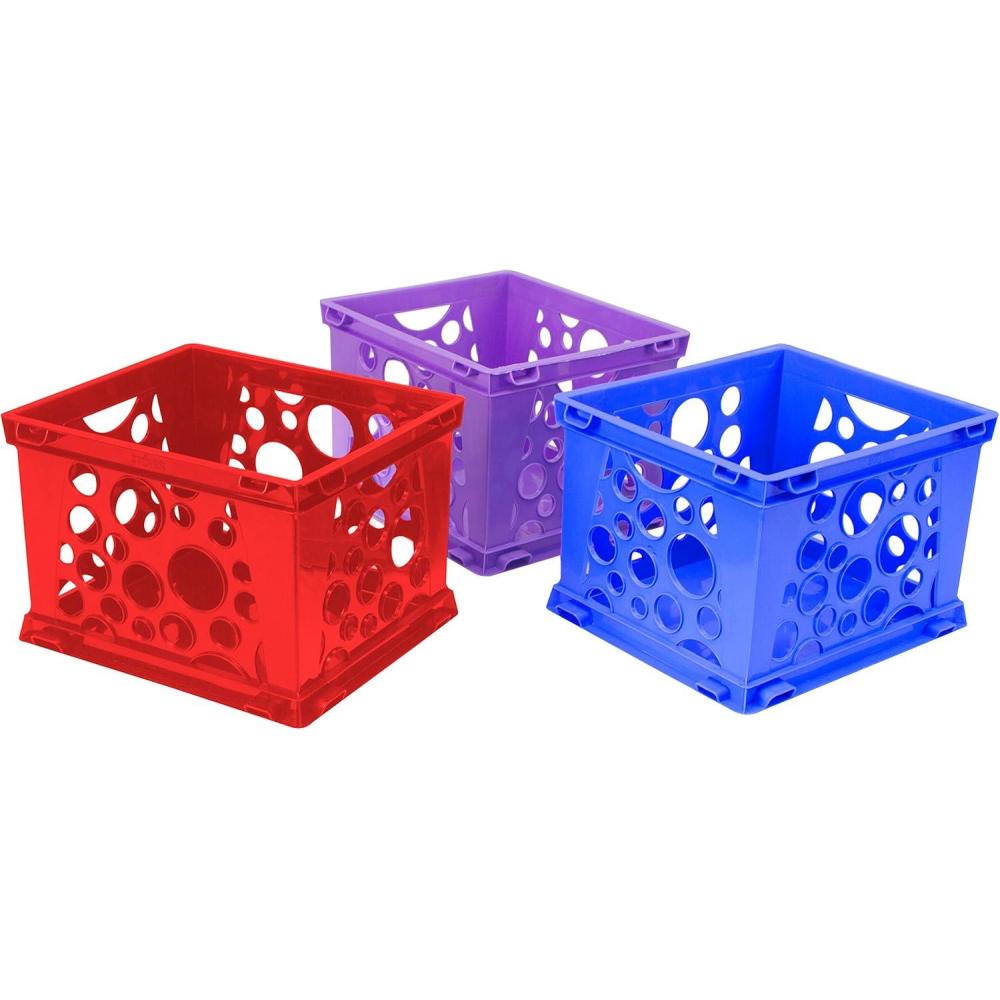 imageStorex Premium File Crate with Handle Cutouts Letter and Legal Document and Folder Storage Red 3Pack 61461C03CAssorted Colors