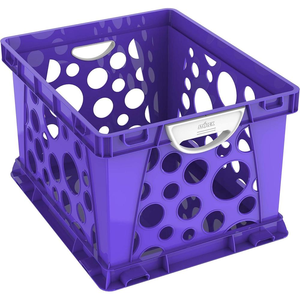 imageStorex Premium File Crate with Handles Letter and Legal Document and Folder Storage Classroom Green 3Pack 61463C03CPurple