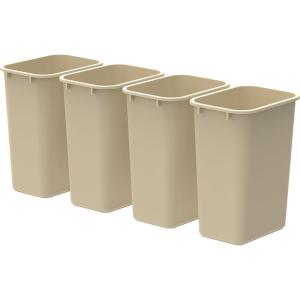 Storex Large Waste Basket, 15.5 x 11 x 20.75 Inches, Beige, Case of 4 (STX00704U04C)