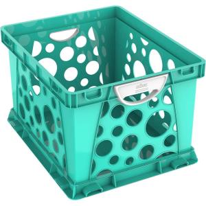 Storex Premium File Crate with Handles – Letter and Legal Document and Folder Storage, Classroom Green 3-Pack (61463C03C)(Teal)