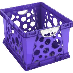 Storex Premium File Crate with Handles – Letter and Legal Document and Folder Storage, Classroom Purple 3-Pack (61464C03C)(Purple)