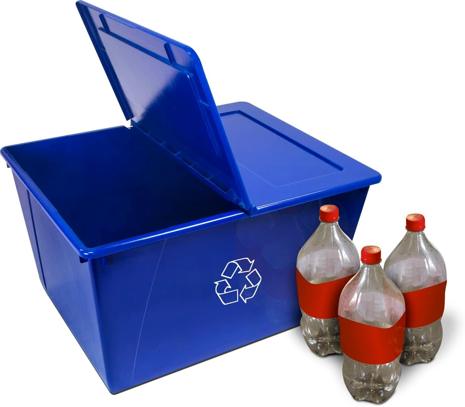 imageStorex 16 Gallon Storage Tote with Folding Lid 227 x 1825 x 1286 Inches ClearBlack Case of 4 00900U04CBlue