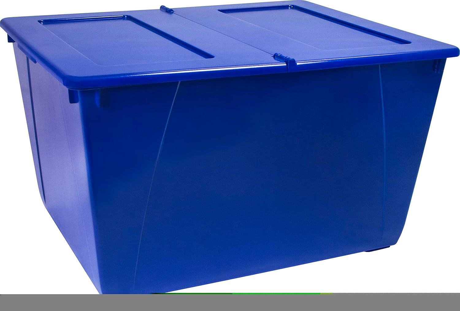 imageStorex 16 Gallon Storage Tote with Folding Lid 227 x 1825 x 1286 Inches ClearBlack Case of 4 00900U04CBlue