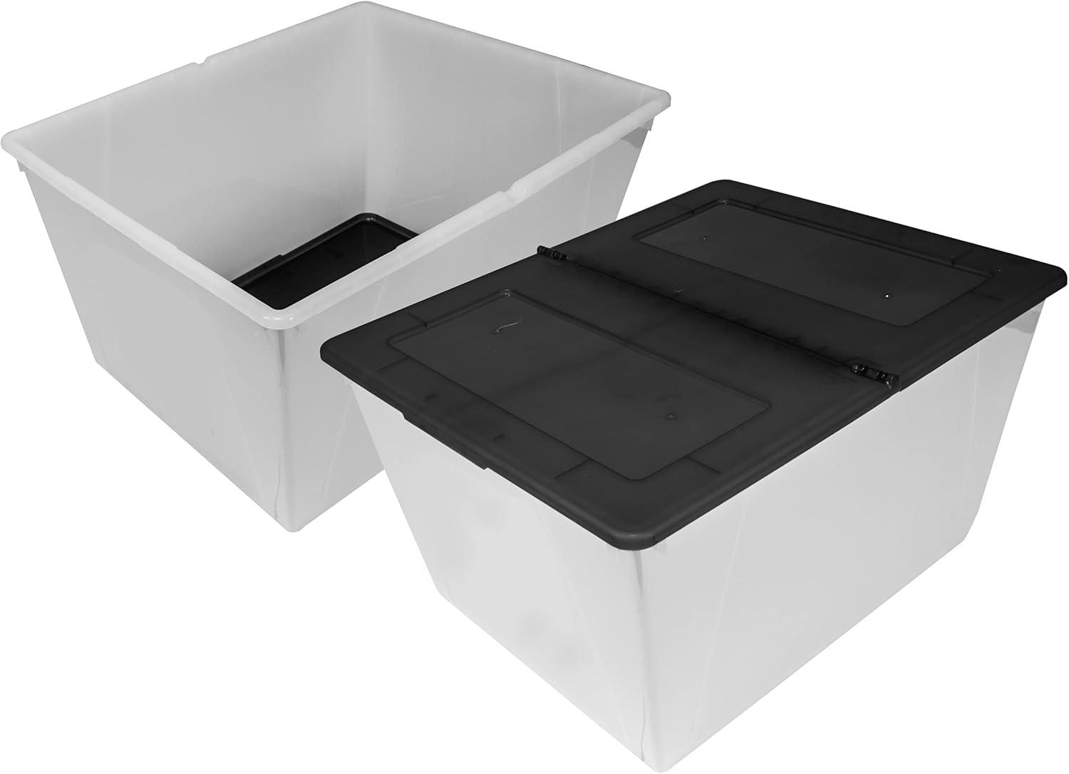 imageStorex 16 Gallon Storage Tote with Folding Lid 227 x 1825 x 1286 Inches ClearBlack Case of 4 00900U04CClearBlack