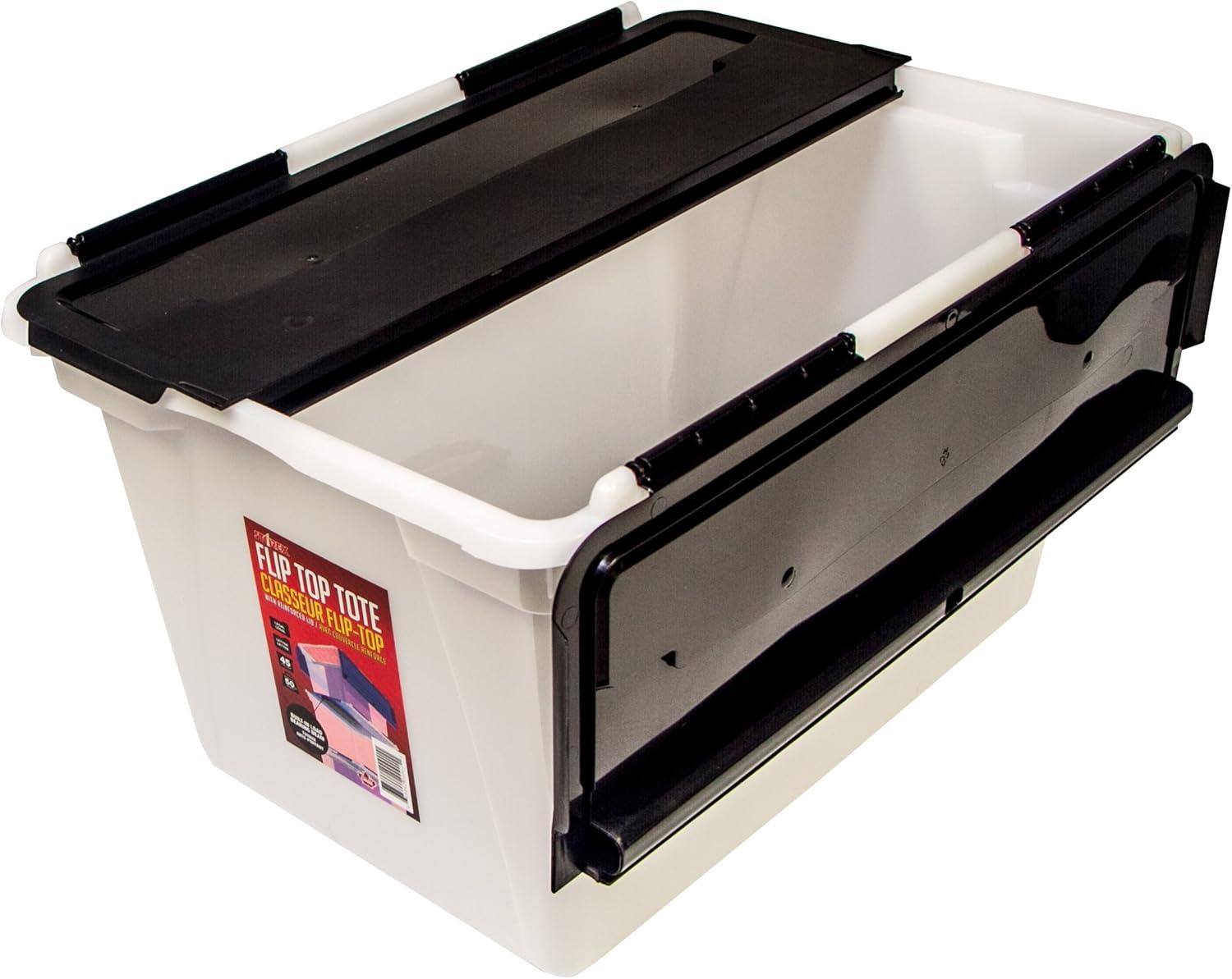 imageStorex 16 Gallon Storage Tote with Folding Lid 227 x 1825 x 1286 Inches ClearBlack Case of 4 00900U04CFrostBlack