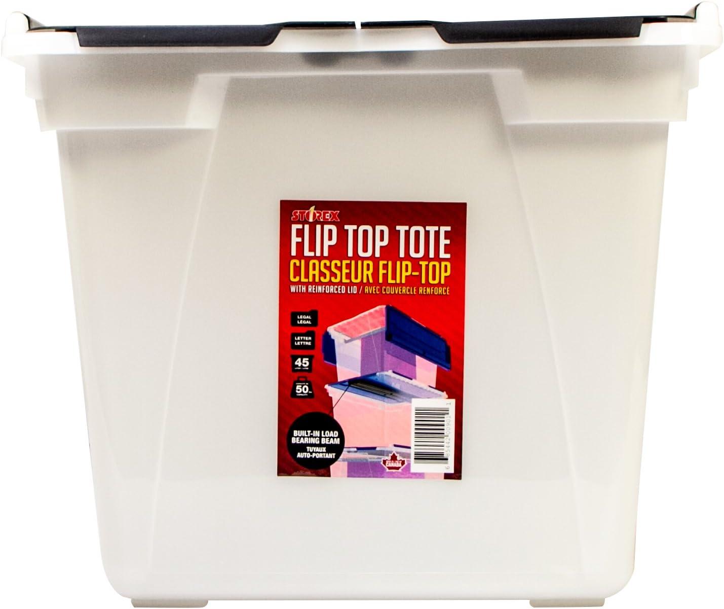 imageStorex 16 Gallon Storage Tote with Folding Lid 227 x 1825 x 1286 Inches ClearBlack Case of 4 00900U04CFrostBlack