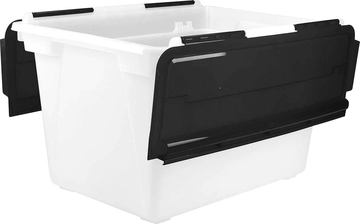 imageStorex 16 Gallon Storage Tote with Folding Lid 227 x 1825 x 1286 Inches ClearBlack Case of 4 00900U04CFrostBlack