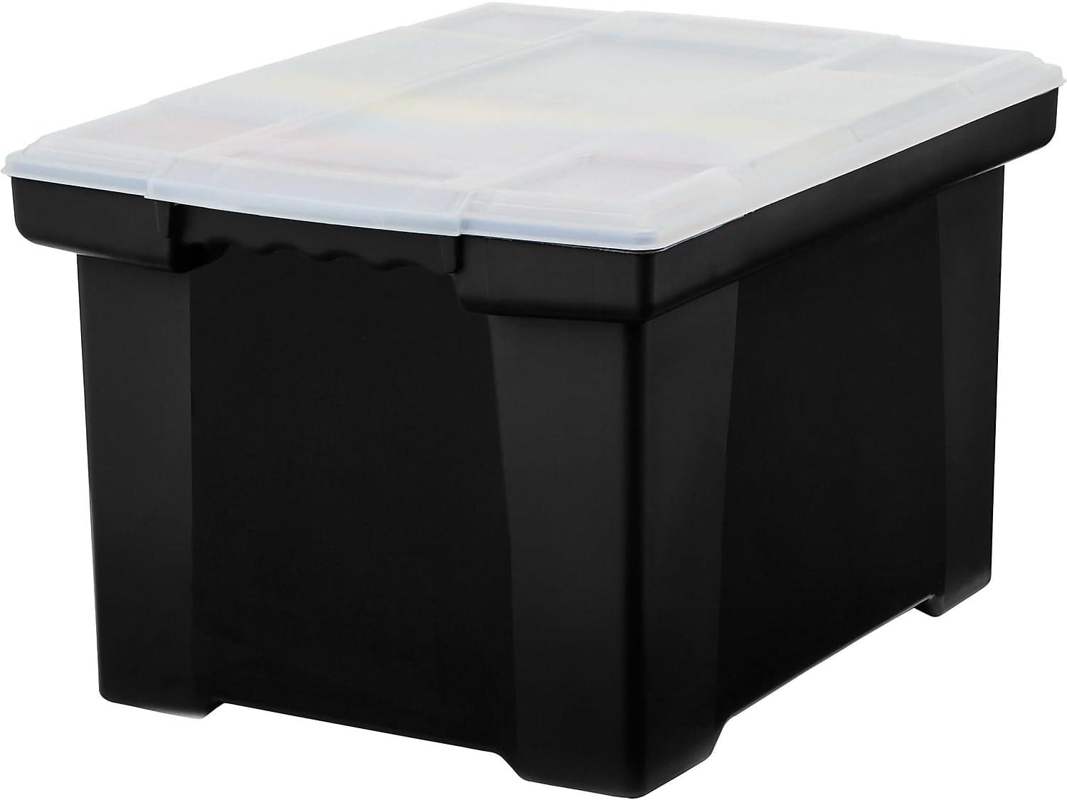 imageStorex Plastic File Tote Storage Box with SnapOn Lid LetterLegal Size BlackSilver 61528U01C