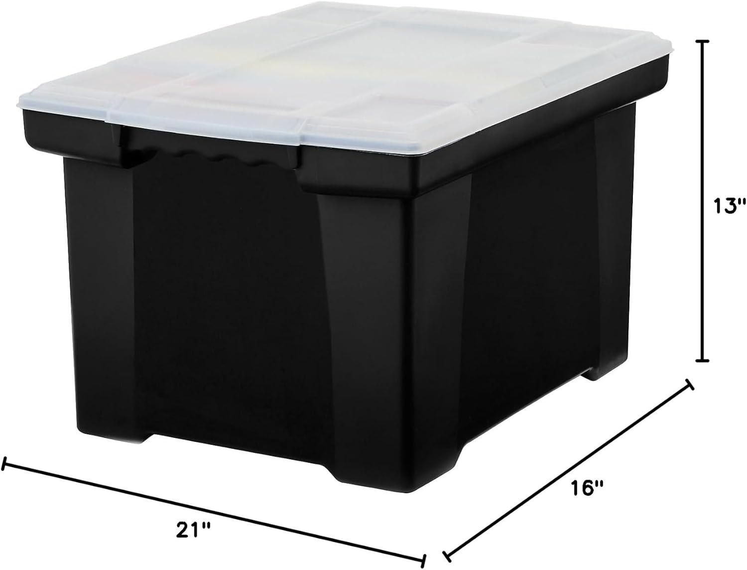 imageStorex Plastic File Tote Storage Box with SnapOn Lid LetterLegal Size BlackSilver 61528U01C