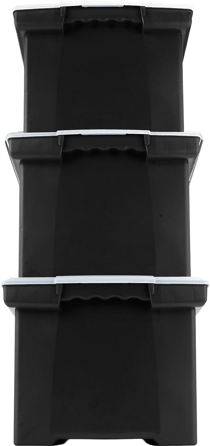 imageStorex Plastic File Tote Storage Box with SnapOn Lid LetterLegal Size BlackSilver 61528U01C