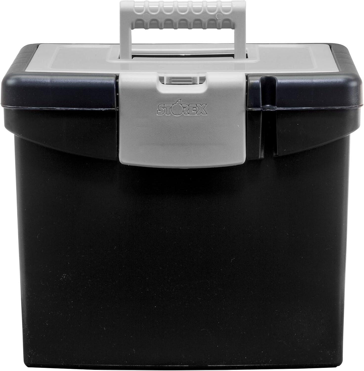 imageStorex Portable LetterLegal Filebox with Organizer Lid LetterLegal Files 145 X 105 X 12 BlackBlack
