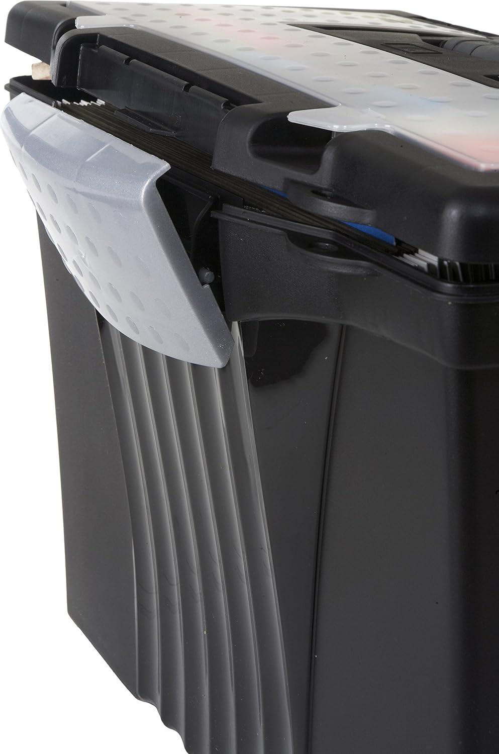 imageStorex Portable LetterLegal Filebox with Organizer Lid LetterLegal Files 145 X 105 X 12 BlackBlack