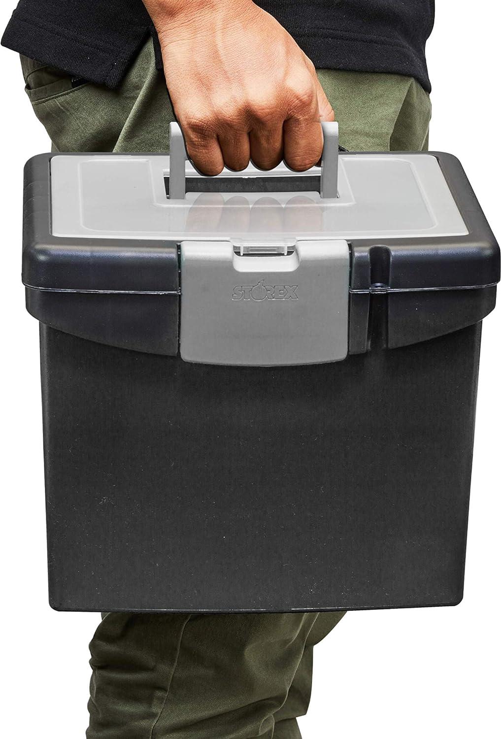 imageStorex Portable LetterLegal Filebox with Organizer Lid LetterLegal Files 145 X 105 X 12 BlackBlack