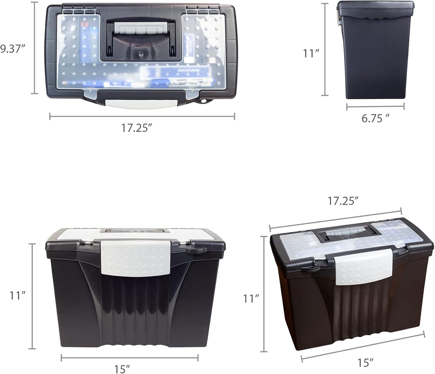 imageStorex Portable LetterLegal Filebox with Organizer Lid LetterLegal Files 145 X 105 X 12 BlackBlack