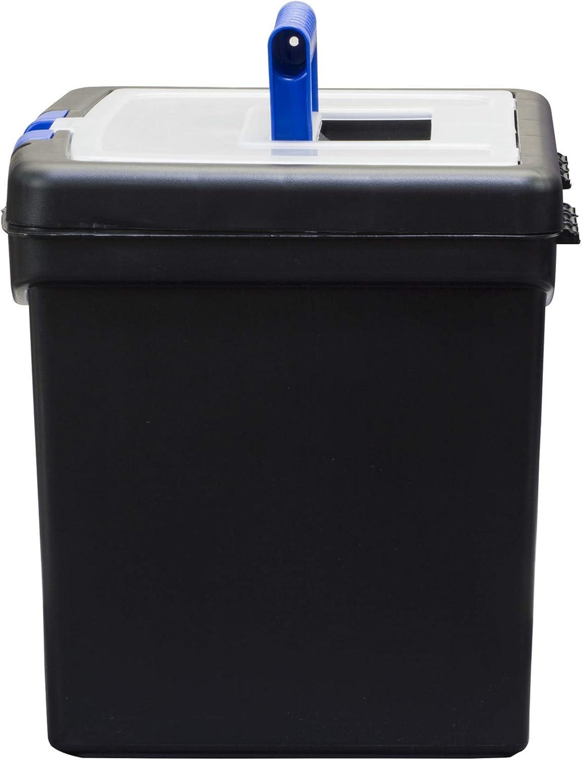 imageStorex Portable LetterLegal Filebox with Organizer Lid LetterLegal Files 145 X 105 X 12 BlackBlackCobalt