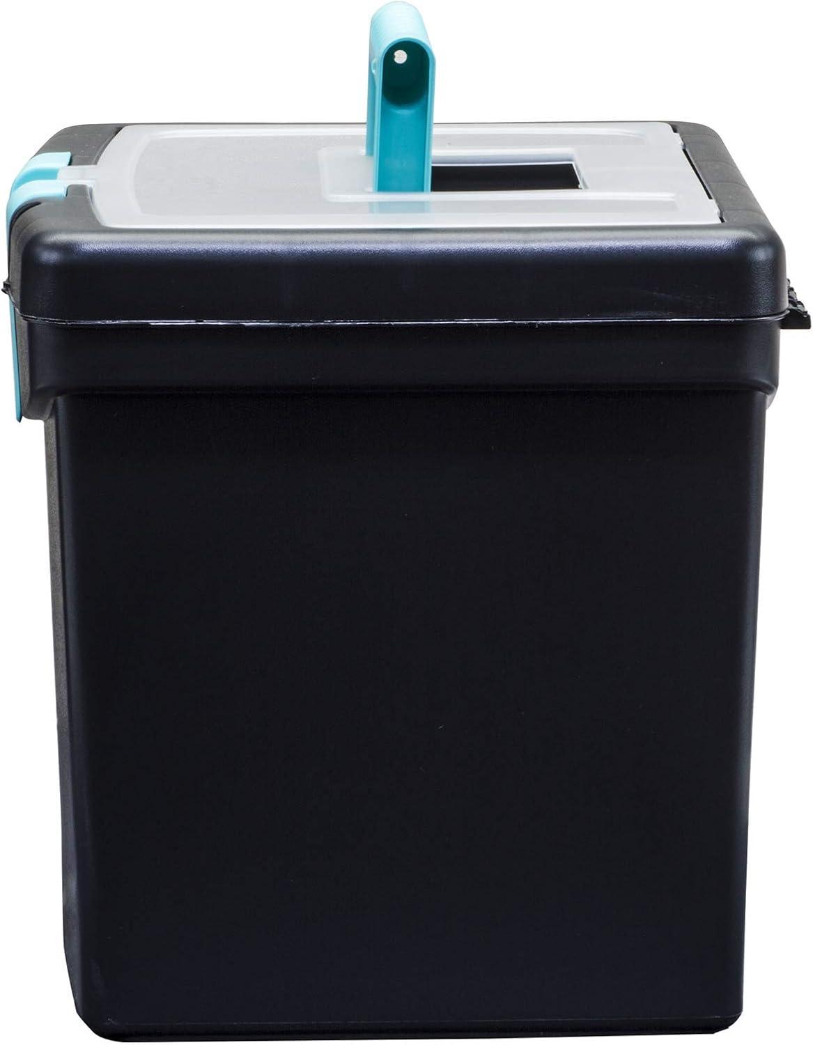 imageStorex Portable LetterLegal Filebox with Organizer Lid LetterLegal Files 145 X 105 X 12 BlackBlackTeal