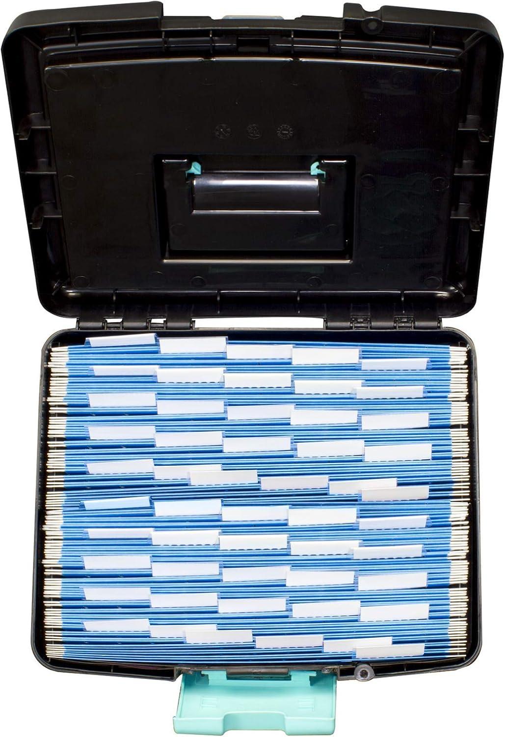 imageStorex Portable LetterLegal Filebox with Organizer Lid LetterLegal Files 145 X 105 X 12 BlackBlackTeal