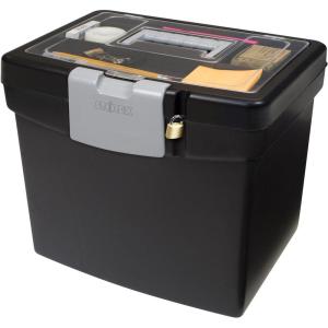 Storex Portable Letter/Legal Filebox with Organizer Lid, Letter/Legal Files, 14.5″ X 10.5″ X 12″, Black(Black)