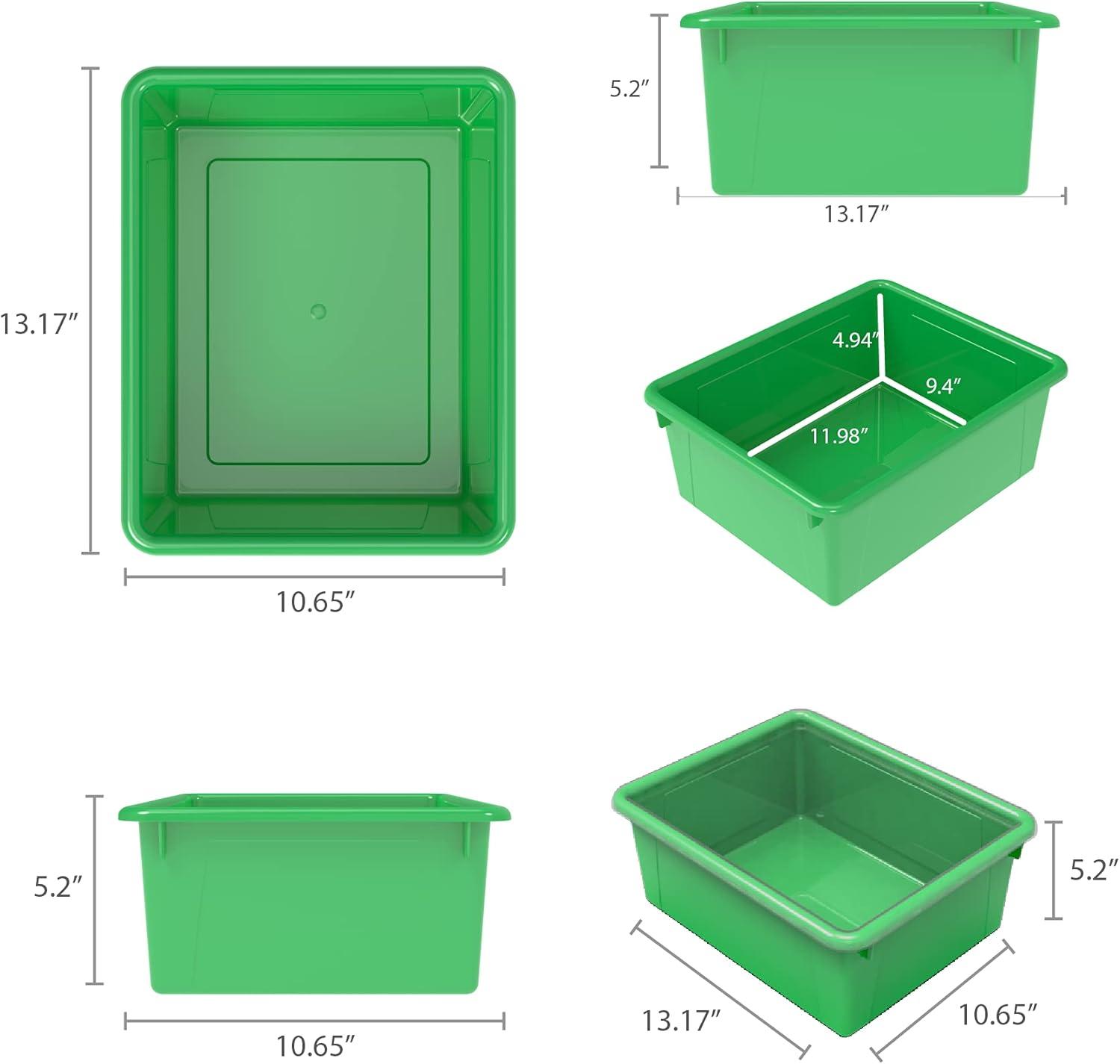 imageStorex Letter Size Deep Storage Tray Organizer Bin with NonSnap Lid for Classroom Office and Home Green 5Pack 62547U05C
