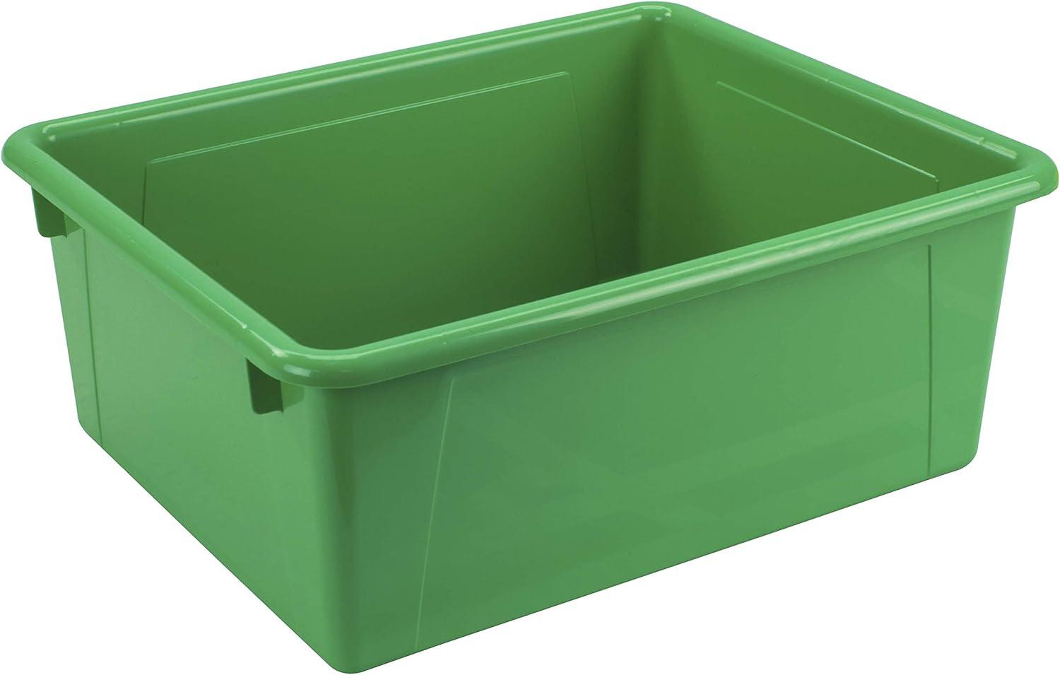 imageStorex Letter Size Deep Storage Tray Organizer Bin with NonSnap Lid for Classroom Office and Home Green 5Pack 62547U05C