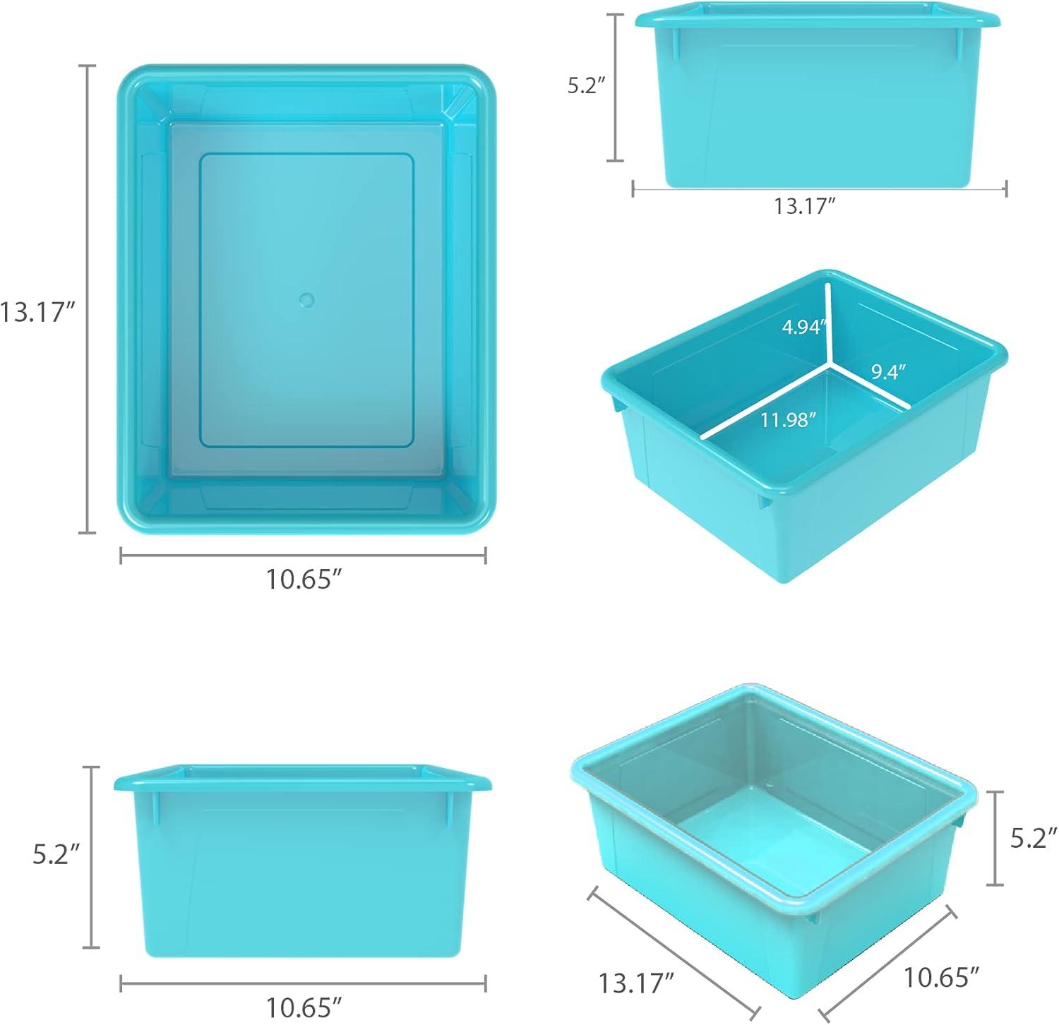 imageStorex Letter Size Deep Storage Tray Organizer Bin with NonSnap Lid for Classroom Office and Home Teal 5Pack 62549U05C