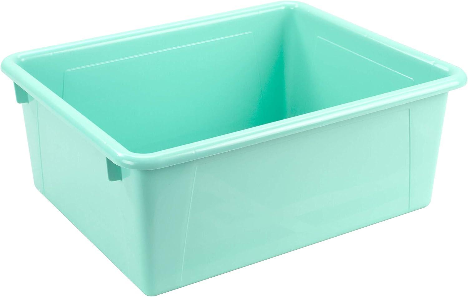 imageStorex Letter Size Deep Storage Tray Organizer Bin with NonSnap Lid for Classroom Office and Home Teal 5Pack 62549U05C