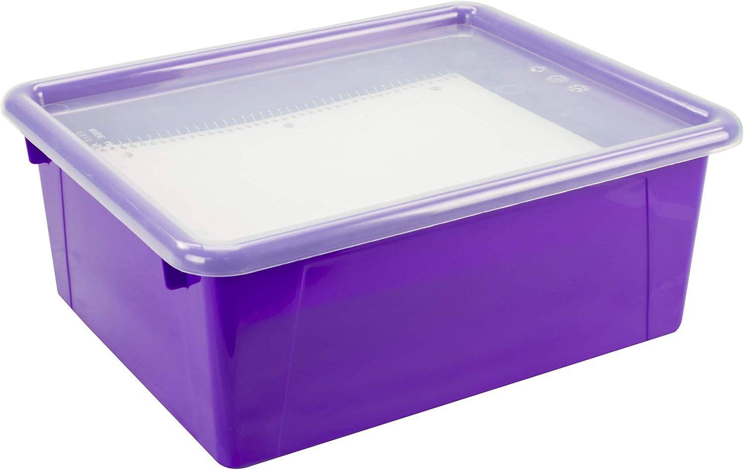 imageStorex Letter Size Deep Storage Tray Organizer Bin with NonSnap Lid for Classroom Office and Home Violet 5Pack 62548U05CViolet
