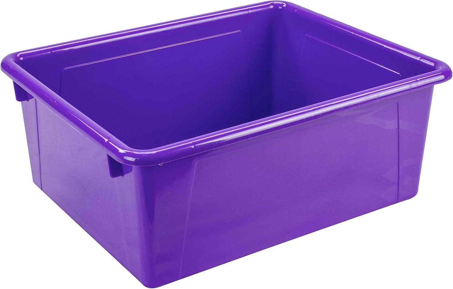 imageStorex Letter Size Deep Storage Tray Organizer Bin with NonSnap Lid for Classroom Office and Home Violet 5Pack 62548U05CViolet