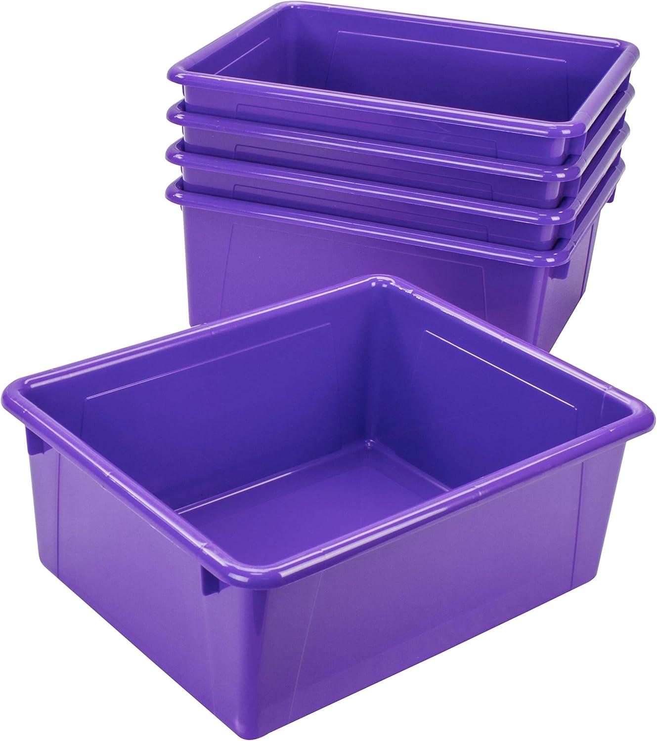 imageStorex Letter Size Deep Storage Tray Organizer Bin with NonSnap Lid for Classroom Office and Home Violet 5Pack 62548U05CViolet