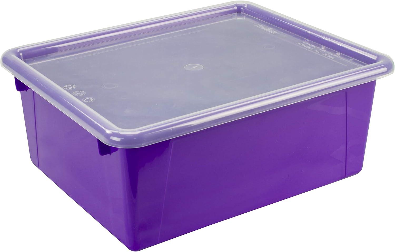 imageStorex Letter Size Deep Storage Tray Organizer Bin with NonSnap Lid for Classroom Office and Home Violet 5Pack 62548U05CViolet
