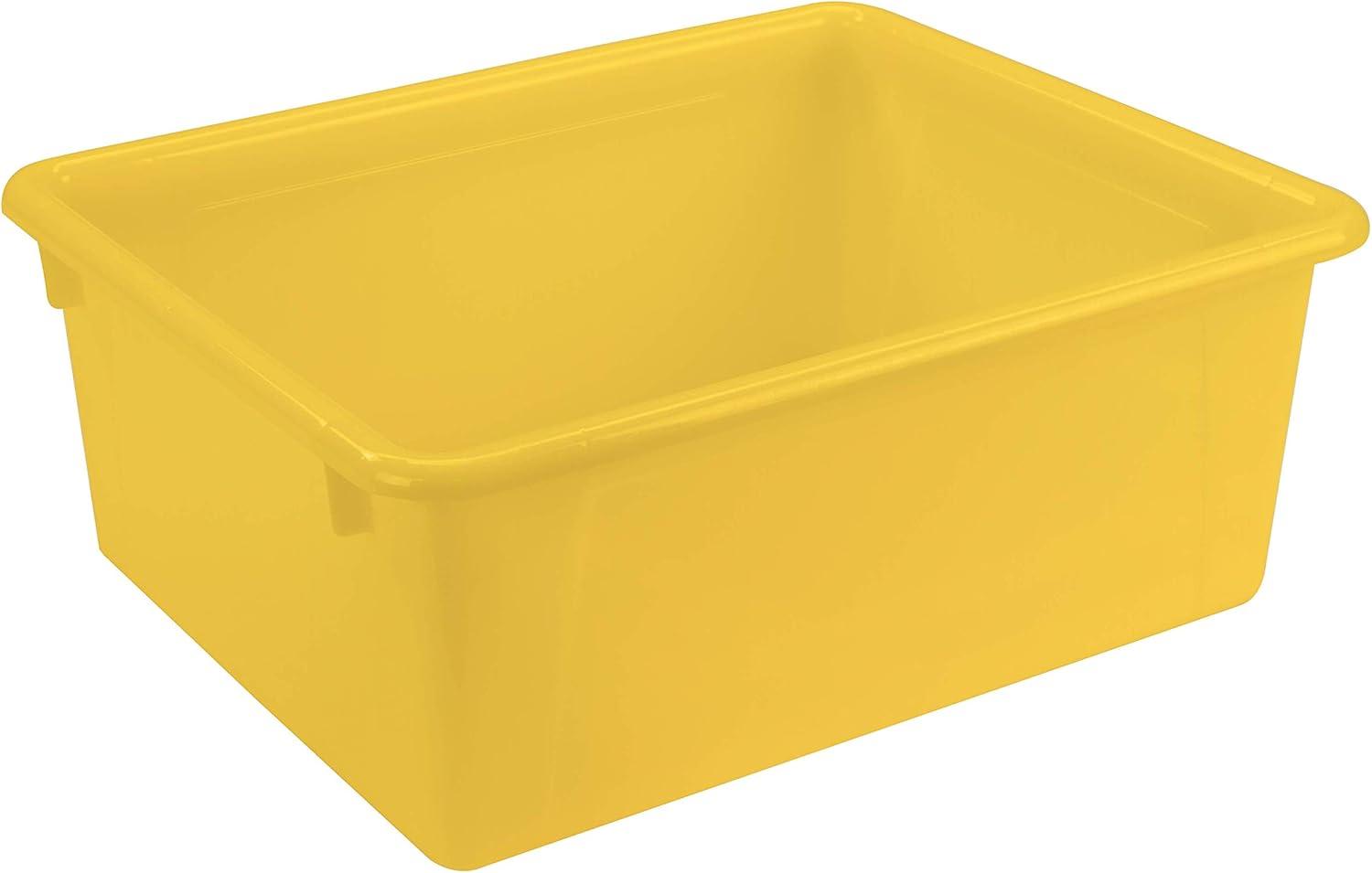 imageStorex Letter Size Deep Storage Tray Organizer Bin with NonSnap Lid for Classroom Office and Home Yellow 5Pack 62546U05C